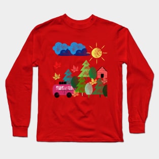 Red bus coming home Long Sleeve T-Shirt